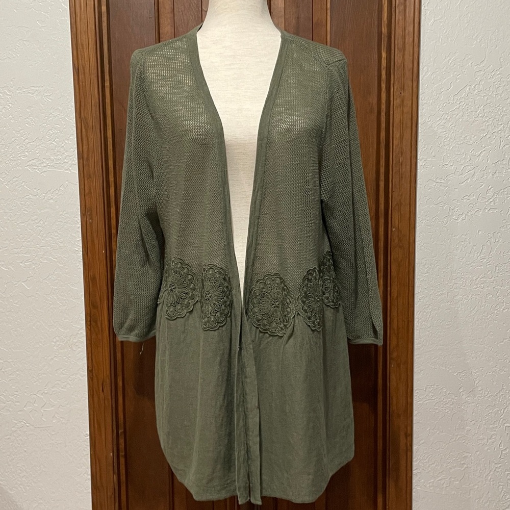 NWT Lane Bryant Light Weight Olive Open Cardigan 14/16